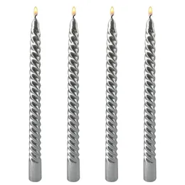 Spiral Wax Candle Set 8 Inch, 4 PCS Silver Colour Decorative Candles for Home & Events