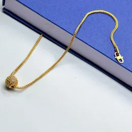 Gold Plated Box Chain Necklace with Ball Pendant 1.5MM Stylish Lightweight Jewelry for Women and Girls