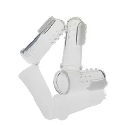 Baby Finger Toothbrush & Tongue Cleaner - Liquid Silicone Pacifier Apple Bear