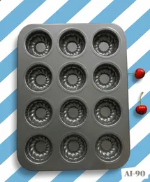 Mini Bundt Cake Pan 12-Cavity – Nonstick Fluted Brownie Bowl & Small Round Cake Mold