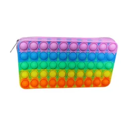 Silicone Fidget Toys Bag Simple Dimple Pops Sensory Toys Push Its Bubble Pencil Case Storage Box Cute Handbag for Childr