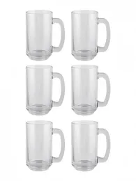 Playboy Premium Glass Mug Set of 06| Capacity - 400ML Each | Transparent, Italian Designer Cups Set for Beer, Whisky, Co