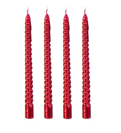 Decorative Spiral Candles 8 Inch – Red Color, 4-Pack for Home & Party Decor