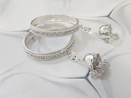 2Pcs Rainbow Stone Silver Bangles – Elegant Design | Sizes 2.4, 2.6, 2.8 | ✨New Stock✨