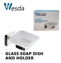 Soap Dish Holder  Glass  Square Type Bathroom Soap Holder  High Quality  Bathroom Accessories Set  Heavy