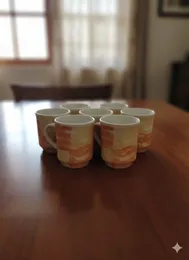 Printed Ceramic Tea Mug Set – Pack of 6