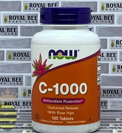 NOW Supplements Vitamin C 1000 with Rose Hips Sustained Release 100 Tablets