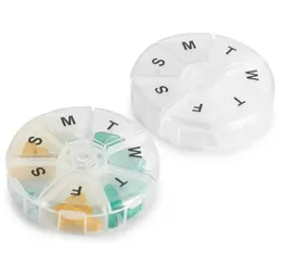 Weekly Pill Organizer - 7 Day Pills Container, Round Medicine Organizer Box, Daily Week Pill Reminder Case Travel Friend
