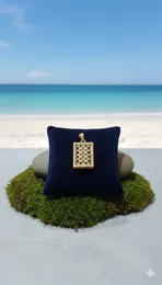 Elegant Rectangular Gold Pendant with Intricate Detailing and Embedded Stones