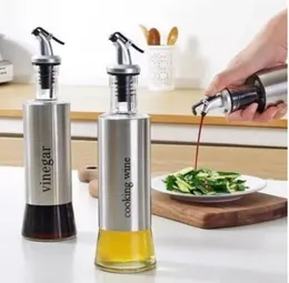 1pc oil bottle kitchen oil spray 250ml bottle with lid vinegar pour