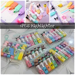 6Pcs Highlighter – Vibrant Colors | Random Design | Art Supplies