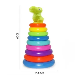 Rainbow Tower Baby Toys And Toddlers Early Montessori Puzzle Game Stacking Circle Dinosaur Pyramid