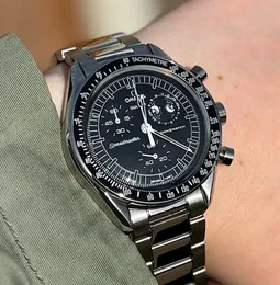 A-Grade Omega Style Stainless Steel Manual Wind Chronograph Wristwatch – Black