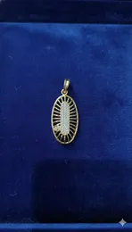 Radiant Oval Gold Plated Pendant with White Stones