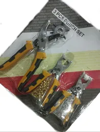3 in1 Leather Belt Hole Punch,  Eyelet Plier ,Snap Button Grommet Setter Tool Kit Round