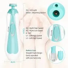 Baby Electric Nail Clipper Safe Baby Nail File Portable Low Noise with 6 Grinding Heads for Toenails