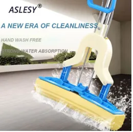 Stainless Steel Floor Cleaning Squeeze Sponge Mop Adjustable Telescopic Magic Wiper Swab