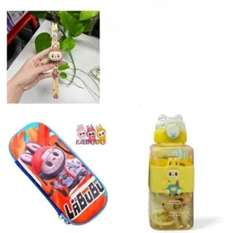 Big offer Labubu 3pcs Combo Package ,600ml water bottle, Pencil purse, LED Light & Music Watch best Quality Gift for chi