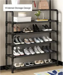 Coat Rack, Shoe Rack, Coat Rack Freestanding with 5 Tier Storage Shelves, for Living Room, Hallway (Color : Black, White