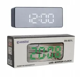 LED 3821L Mirror Desk Clock with Alarm Clock and Calendar Mirror desk clock with thermometer and large LED digits