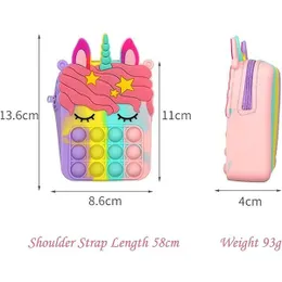 Kids Pop It Push Fidget Unicorn Crossbody Bag (Purple)