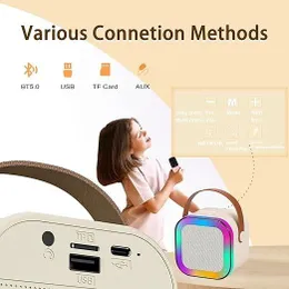 K12 Bluetooth Karaoke Machine with 2 Wireless Microphones – Portable 5.3 PA Speaker System with LED Lights & Rechargeabl