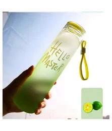 New Glass Water Bottle ( Hello Master) stylish Glass Water Bottle with Grip for Girls