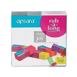 Apsara Rub-A-Long Big Eraser | Colourful Erasers | Available in 5 Vibrant Colours | No trace of colour while erasing | S