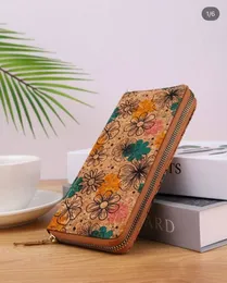 Vintage Wood Grain Leather Floral Wallet