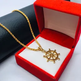 Gold Plated Soft Rope Chain With Dharmachakra Pendant  For Women.