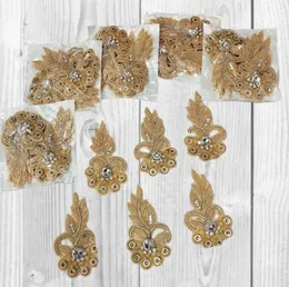 BEAUTIFUL AARI WORK FLOWERS. Bridal Applique Gold Stone &  Beaded Design