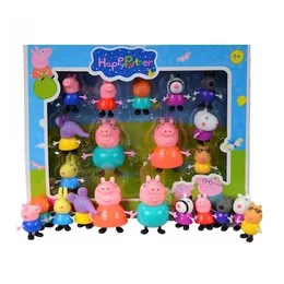 Peppa Pig Happy Family Toy Figures Set for Kids Collectible Poseable Mini Characters, High Quality Durable toys for Birt