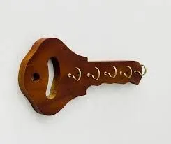 Key Holder - Beautiful Quality Wooden Key Shape Key Holder Wall Key Hook Storage Rack Hanger Décor Room Hanging Gifts - 