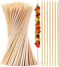 Natural BBQ Bamboo Skewers 8 Inch, 100 Pcs Premium Grill Sticks for Grilling & Roasting