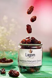 Lagom Gourmet Seedless Piarom Maryam Dates 250g | All Natural | No Preservatives | No Added Sugar | Gluten Free | Vegan 