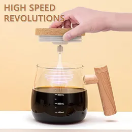 Self Stirring Coffee Mug - Electric High Speed Mixing Cup, 400ml Self Stirring Coffee Mug with Lid, High Borosilicate Gl
