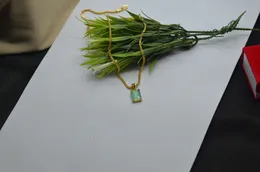 Luxury Mint Green Rectangular Stone Pendant Necklace