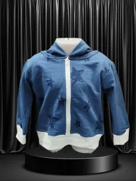 Blue Star Printed Hoodie for Kids – Soft Cotton Zip-Up Jacket