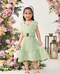 Faux Pearl Decorated Midi Dress with Belt Size - 6-7 Years