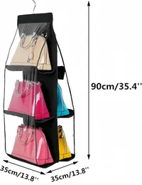 6 Pockets Hanging Purse Handbag Organizer Clear Hanging Shelf Bag Collection Storage Holder Purse Bag Wardrobe Closet Sp