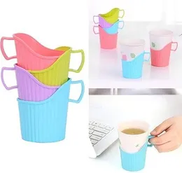 Reusable 10PCS Pack Paper Cup Holders Anti-Scald Plastic Insulated Cup Covers, Heat-Resistant Drink Holder for Coffee Ba