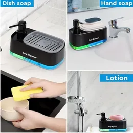 Soap pump sponge caddy kitchen dishwasher support cleaning liquid fill serving pump