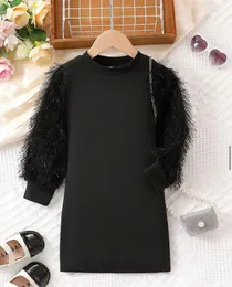 SHEIN Charming Fuzzy Dress Black