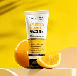 Dr. Sheth's Ceramide & Vitamin C Sunscreen | SPF 50+ Pa+++ | In-Vivo Tested | For Bright Skin & Healthy Glow | Non-Greas