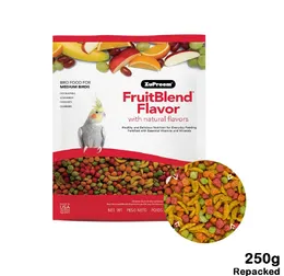 ZuPreem FruitBlend Bird Food for Medium Birds 250g (Repacked) Made in USA Bird Feed Pellets for Cockatiel, Lovebird, Qua