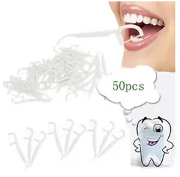 50 Pcs Dental Floss Stick Pack - Fine Slip Flosser Packs Toothpicks Teeth Stick Tooth Cleaning Interdental Brush Dental 