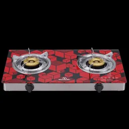 Premium Tempered Glass Top Double Gas Cooker (ONLY RED)