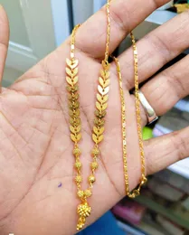Gold Plated Half Mashin Cut Link Chain & Leaf design