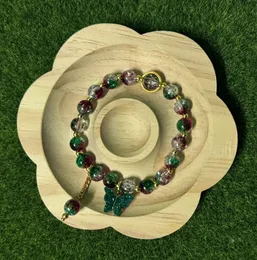 Elegant double shaded glass beads bracelet 16cm with cute charms