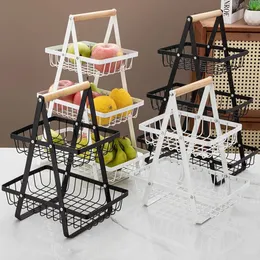 3-Tier Fruit Basket, Removable Metal Vegetable Storage Rack, Black Heavy Duty Bread Snack Organizer Shelf, for Home, Kit